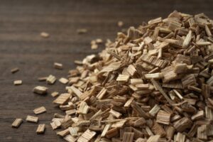 closeup of shredded wood chips